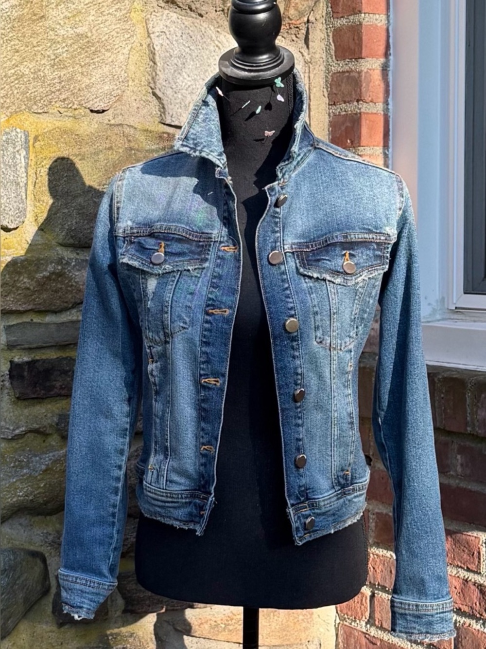 NWT Zara Distressed Denim Jacket XS